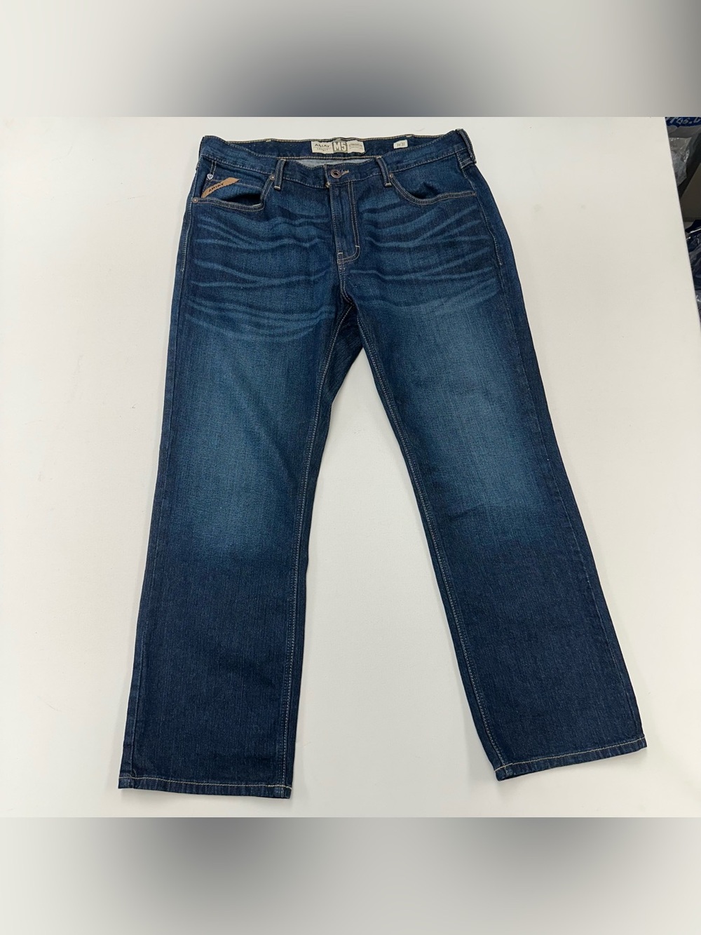 Ariat M5 Legacy Straight Fit Jeans Mens 36x30 Blue Dark Wash Whiskers